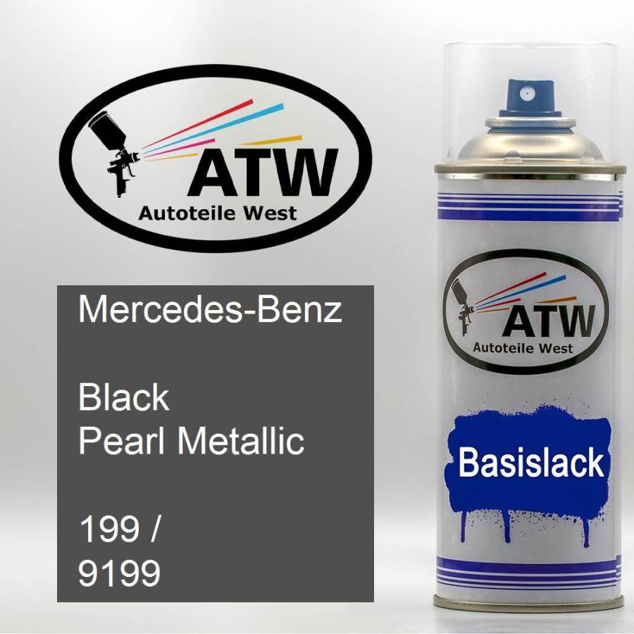 Mercedes-Benz, Black Pearl Metallic, 199 / 9199: 400ml Sprühdose, von ATW Autoteile West.